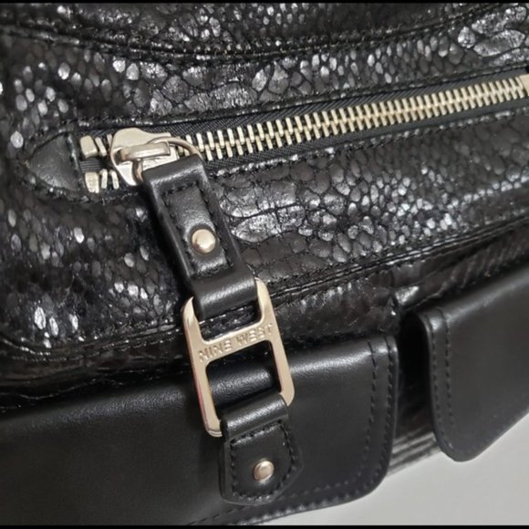 Nine West Black Snake Embossed Hobo Shoulder Bag - Picture 2 of 7